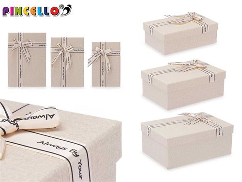 83288 CAIXA CARTAO RECTANGULAR BEJE SET3