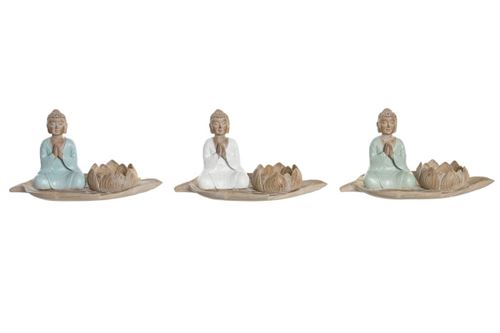 FD-205478 FIGURA RESINA 18X11,5X9,5 SUPORTE DE VELAS BUDDHA