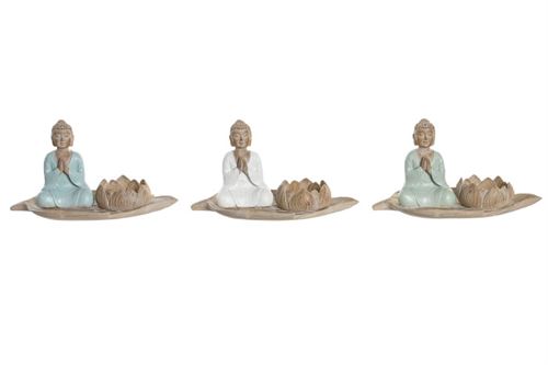 FIGURA RESINA 18X11,5X9,5 SUPORTE DE VELAS BUDDHA