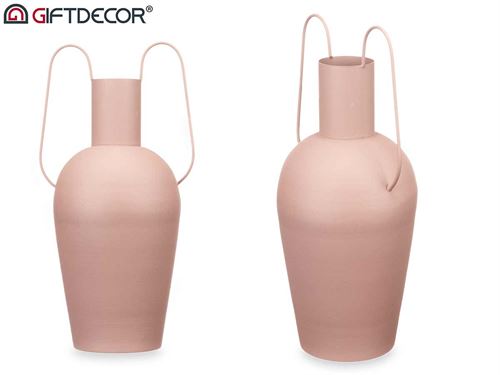 90929 JARRA AÇO DECORATIVA ASA DUPLA CASTANHO CLARO 46CM