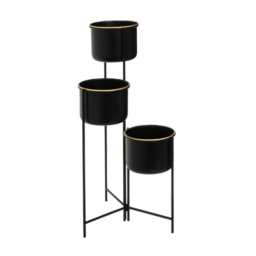 VASO TRIPLO METAL PRETO 42X39X80CM