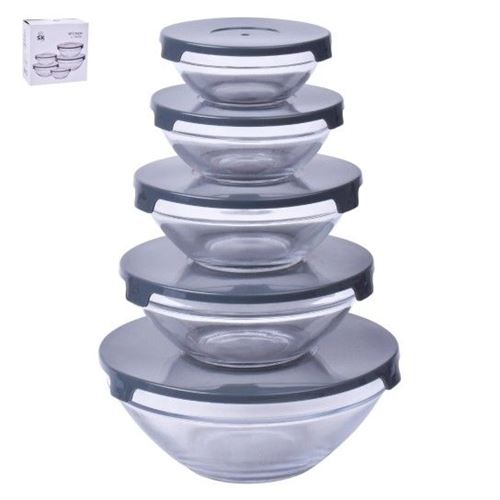 424312 SET5 CAIXAS VIDRO C/TP CINZA SK424-31