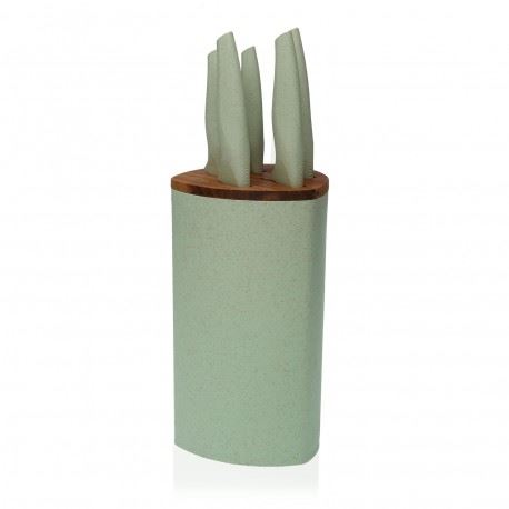 10400036 SET 5 FACAS C/SUPORTE VERDE MENTA 13X23CM P/COZINHA