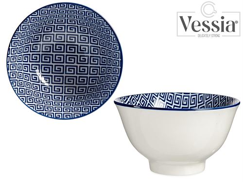 87248 TIGELA CERAMICA 16CM GEOMETRICO AZUL