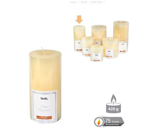 131014 VELA CILÍNDRICA PERFUMADA CREME 7 X 14 CM