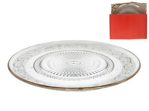 247205 PRATO DE VIDRO E DOURADO KIRA 32X2,5 CM