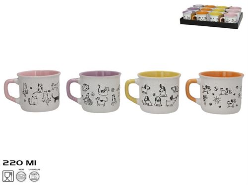 578590 CANECA DE CERÂMICA DE 220ML, 4 SORTIDAS