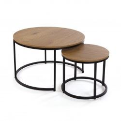 21300081 MESAS AUXILIARES AUREA NEGRAS  SET2 80X48-48X42CM