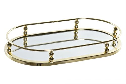 BANDEJA ESPELHO METAL 32,5X18,5X4,5 DOURADO