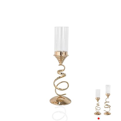 80506397 CASTIÇAL DOURADO METAL E VIDRO 16X16X52CM 166207