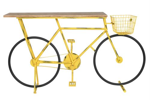 MB-211833 CONSOLA METAL MADEIRA 160X40X88 BICICLETA AMARELO