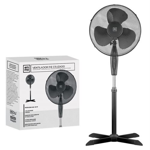 5-0124 EMMA VENTILADOR PE CRUZADO PRETO 43CM 45W
