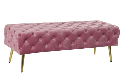 MB-190847 BANQUETA POLIESTER METAL 120X45X40 VELUDO ROSA