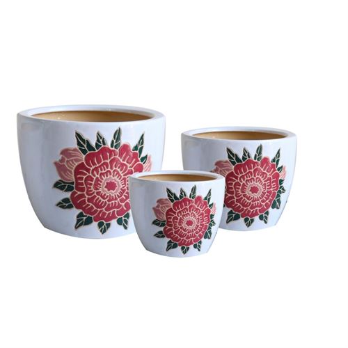 SET 3 VASOS CERAMICA 27,50X27,50X22CM