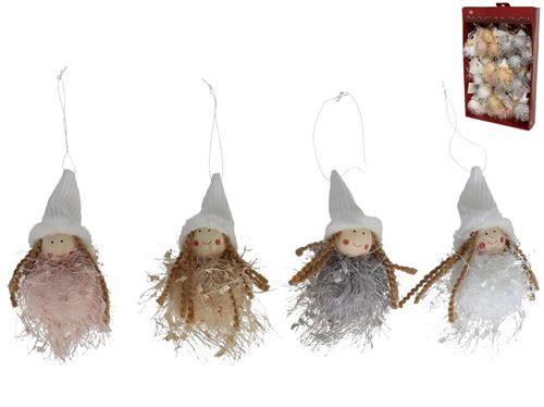 923545 PINGENTE ANJO BOLA TULE 12CM 4SORT
