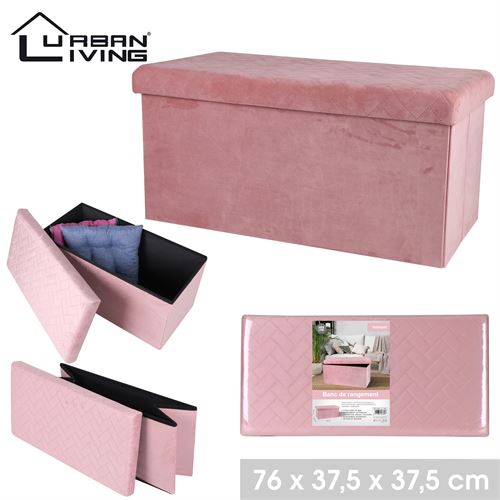 PUFF VELUDO ROSA 76X37,5X37,5CM