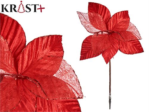 FLOR TECIDO NATAL PEQ RED 28CM