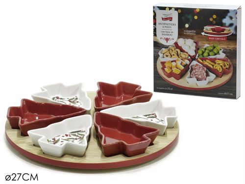 635967 BASE BAMBU 27CM PARA APERITIVOS TAÇA CERAMICA