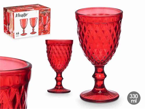 38250 COPO VIDRO DIAMOND 330ML VERMELHO