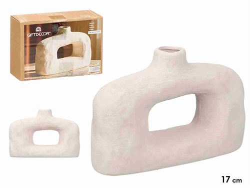 14071 JARRA TERRACOTA BRANCO 24,5X7X17CM