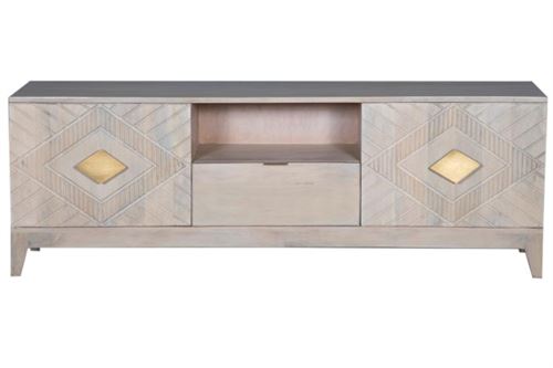 MB-205776 MÓVEL TV MANGA METAL 175X40X60 ROMBO BEGE