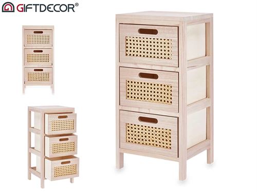 93289 MOVEL 3 GAVETAS MDF E RATTAN 25 x 27 x 58 cm.