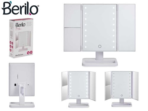 ESPELHO AUMENTO PL COM LED BRANCO (34,7 x 11,5 x 29 cm)