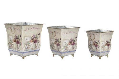 LD-194554 FLOREIRA SET 3 METAL 21,5X21,5X25 ROSA