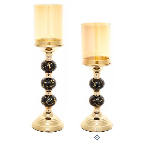 78911 CASTIÇAL DECORATIVO EM METAL E VIDRO C 11,50 L 11,50 A 35,00