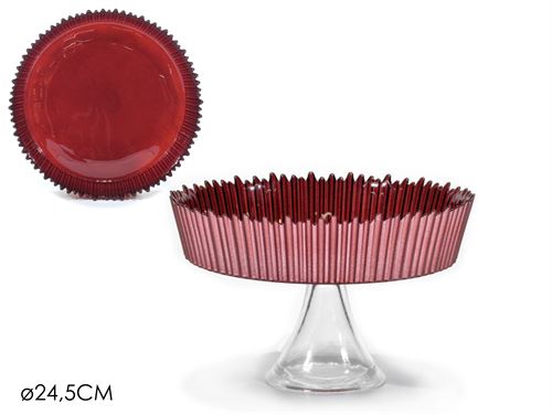 617356 PRATO DE BOLO COM PE VERMELHO