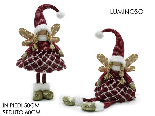 307012 FADA TECIDO NATAL COM LUZ 2SORTIDAS 60CM