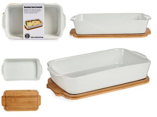 BANDEJA RECTANGULAR C/BASE BAMBU 30,5X16,555,5CM