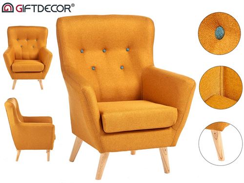 POLTRONA RETRO HAARLEM AMARELO 75 x 70 x 92 cm.