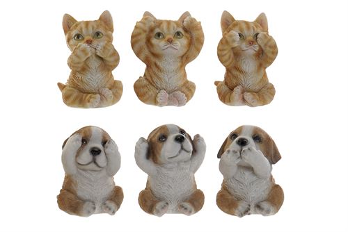 FD-205358 FIGURA RESINA 6,5X6X8CM GATO/CÃO SET3