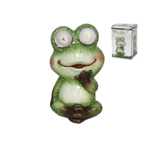 214337 SAPO COM LUZ SOLAR 8,2x7,8x13,5CM TERRACOTTA