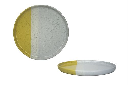 ASSIGE010 PRATO SOBREMESA GEO 21 CM AMARELO GRES