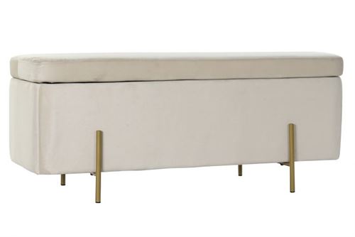 BANQUETA POLIESTER MTL 108X42X45CM VELUDO BEJE