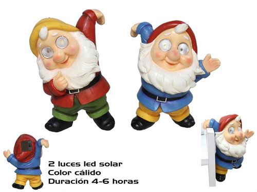 402017 GNOME DECORADO SOLAR 2 LED 2 SRT 14,5X10X19CM