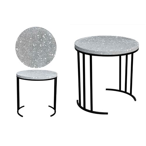 P070388417 MESA APOIO 7YLX1806326-CINZA 40x40cm MTL/TERRAZZO