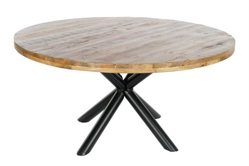 MESA JANTAR MADEIRA E METAL 150X150X76CM NATURAL