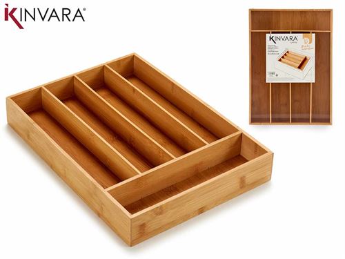 55085 PORTA TALHERES BAMBU 5 DIVISOES 35,5X25,5X5