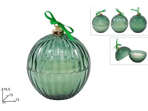 357522 VELA PERFUMADA BOLA VIDRO 13CM 3 SORT