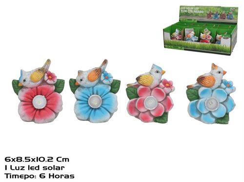 571287 LAMPADA SOLAR FLOR PASSARO 8,5X6X10,2