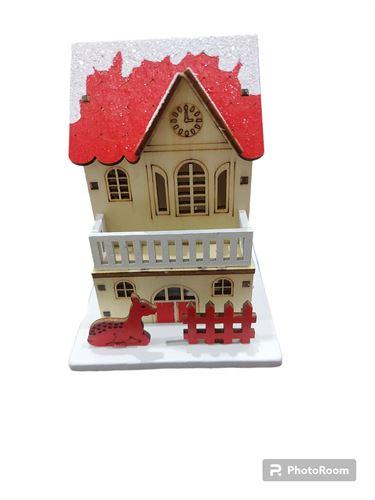 78035 CASA DE MADEIRA C/5 LUZES 9,5X8X11CM