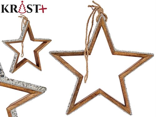 84585 ESTRELA NATAL MADEIRA COM PURPURINA 30CM