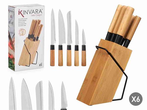 14062 CONJ 5 FACAS SUPORTE BAMBU 19X9X35,5 CM