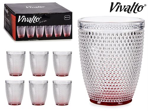 COPO VDR PONTOS ÁGUA 30CL VERMELHO SET6