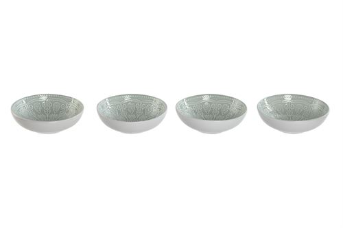 PC-215189 PRATO SET 4 CERÂMICA 20X20X4 MANDALA ESMALTADO
