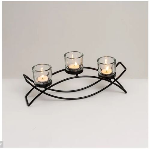 805171 CASTIÇAL. METAL PRETO 34 X 8 X 15 CM