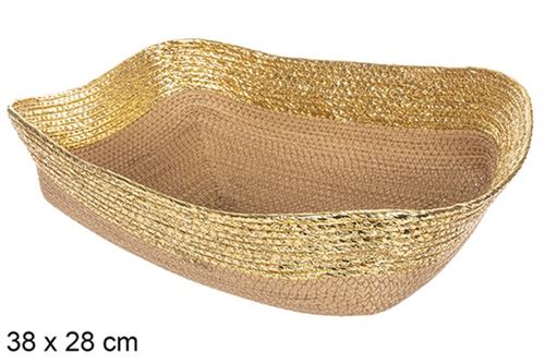 112405 CESTO PALHA /OURO 38X28X11